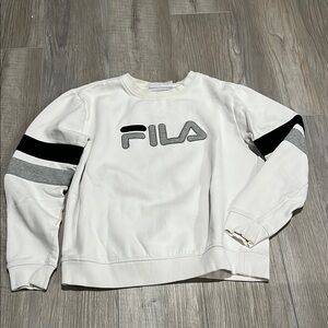 Fila White Crewneck with Black and Gray Accents